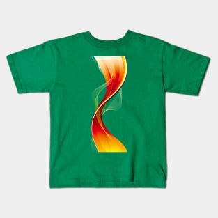 Curve Design Red Smoke Background Yellow And White Kids T-Shirt